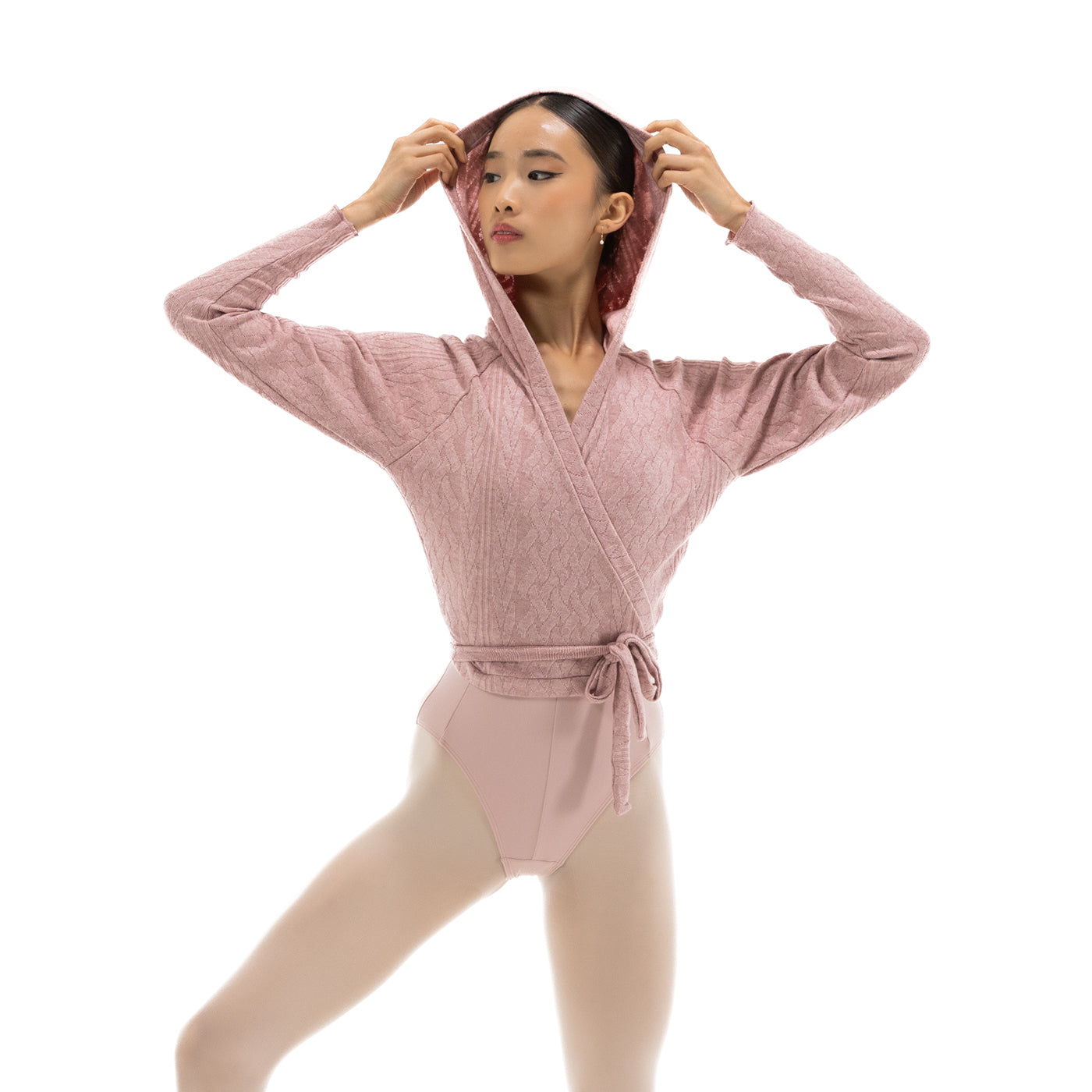 Women Pink Hooded Ballet Top(DA5032/Tea Rosa)