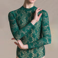 Women Green Lace Ballet Onesies(1404/Emerald)