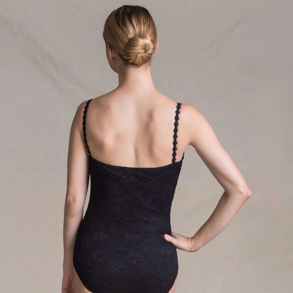 Women Black Lace Ballet Onesies(1511/Black)
