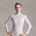 Women White Lace Ballet Onesies(1720/White)