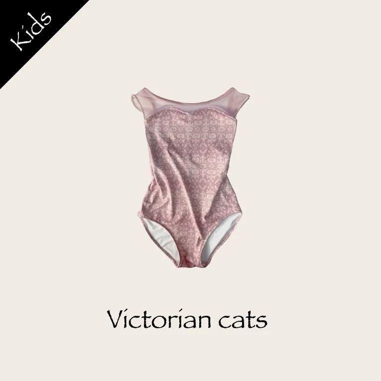 Girls Blue"Victorian cats/Blue custard/Plie/Milky beige"Ballet Onesies