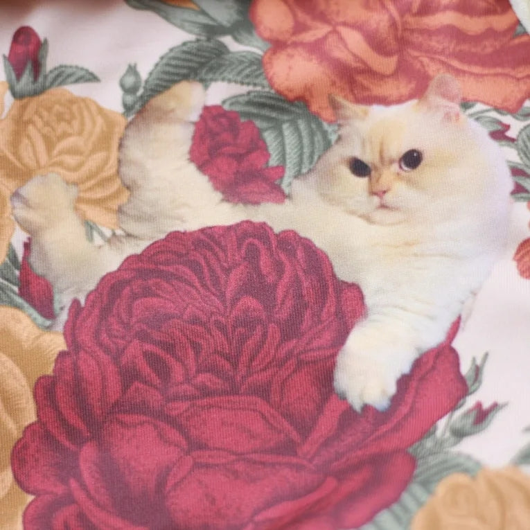 Girls Beige "Peony cats" Ballet Onesies