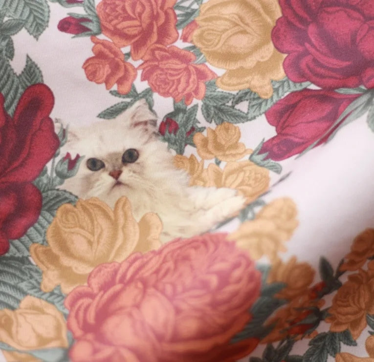 Girls Beige "Peony cats" Ballet Onesies