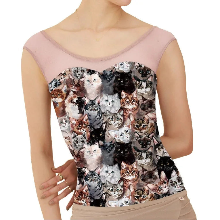 Women Pink "Find your Cat" Ballet Onesies