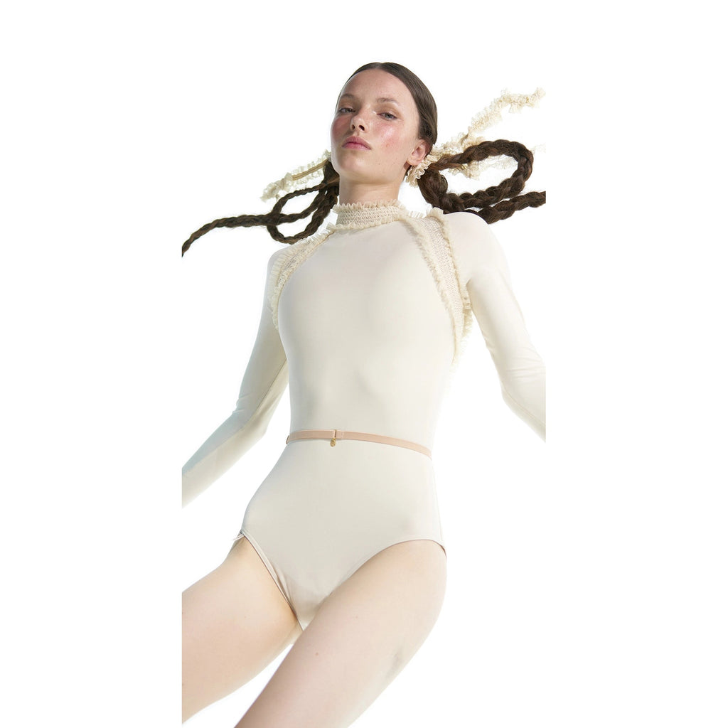 Women White "ELEANOR" Backless Ballet Onesies(181LE31VL/edelw)