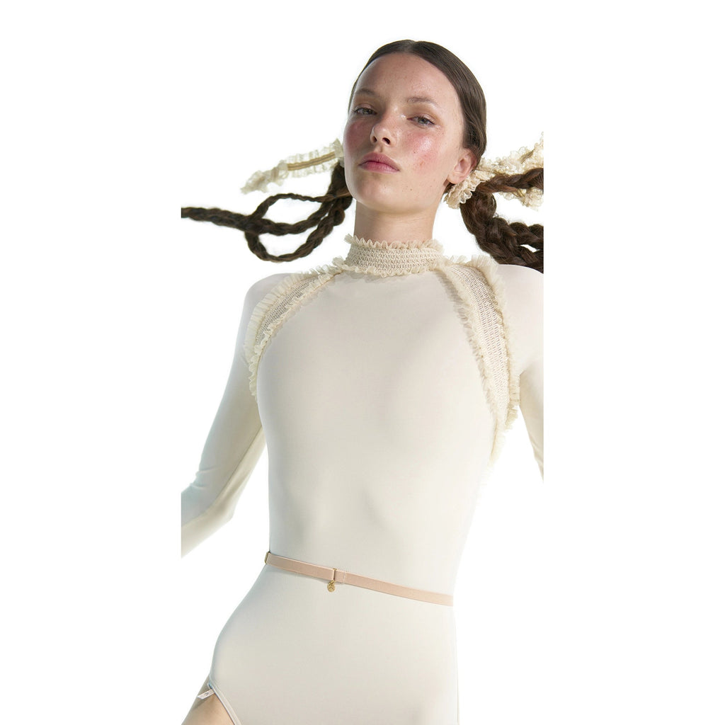 Women White "ELEANOR" Backless Ballet Onesies(181LE31VL/edelw)