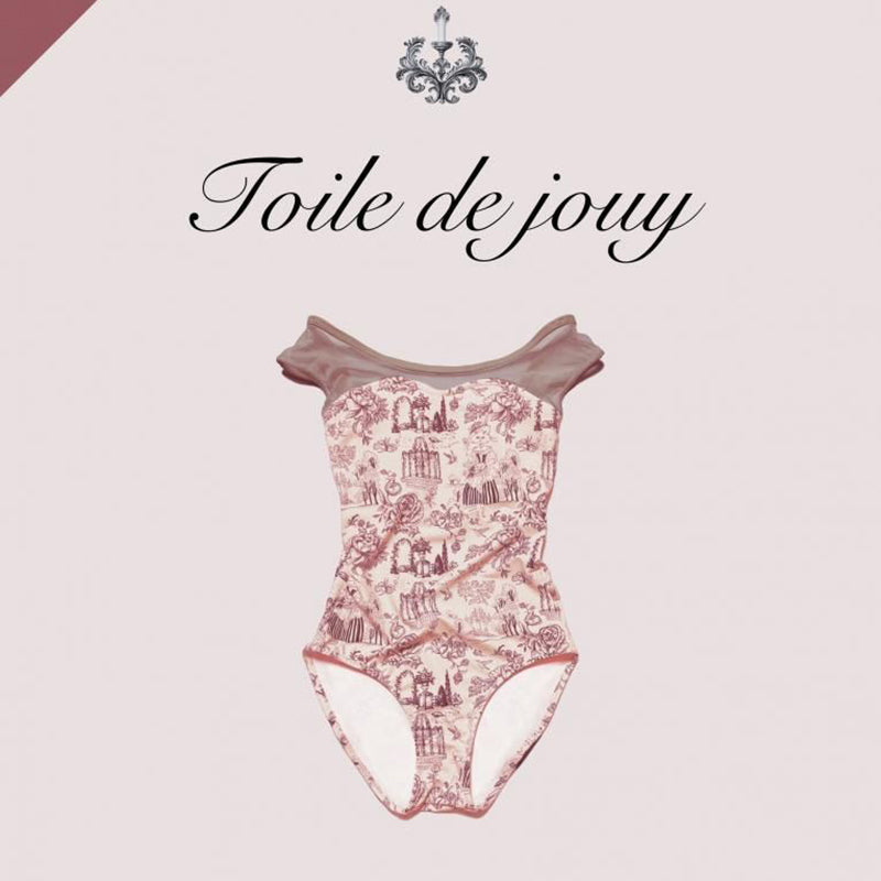 Girls Pink"Toile de Jouy Rose"Ballet Onesies(182245417/Plie/Moss pink)