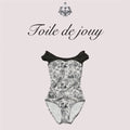Girls Black "Toile de Jouy" Ballet Onesies