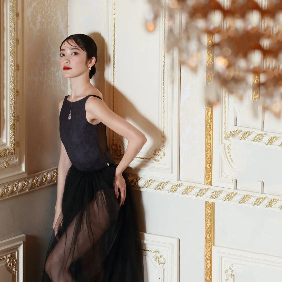 Women Black"Magnifique-Chandelier-cristal/Degage/Black"Ballet Onesies