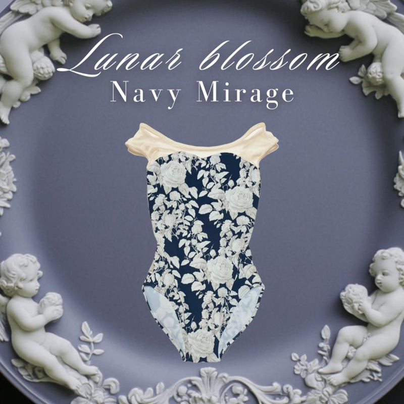 Girls Navy"Lunar blossom-Navy Mirage"Ballet Onesies(185468177HL/Plie/Milky beige)
