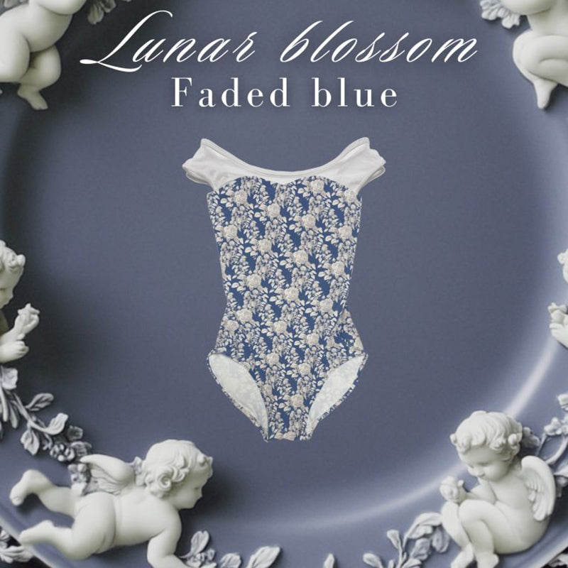 Girls White"Lunar blossom-Faded blue"Ballet Onesies(185468516HL/Plie/White)