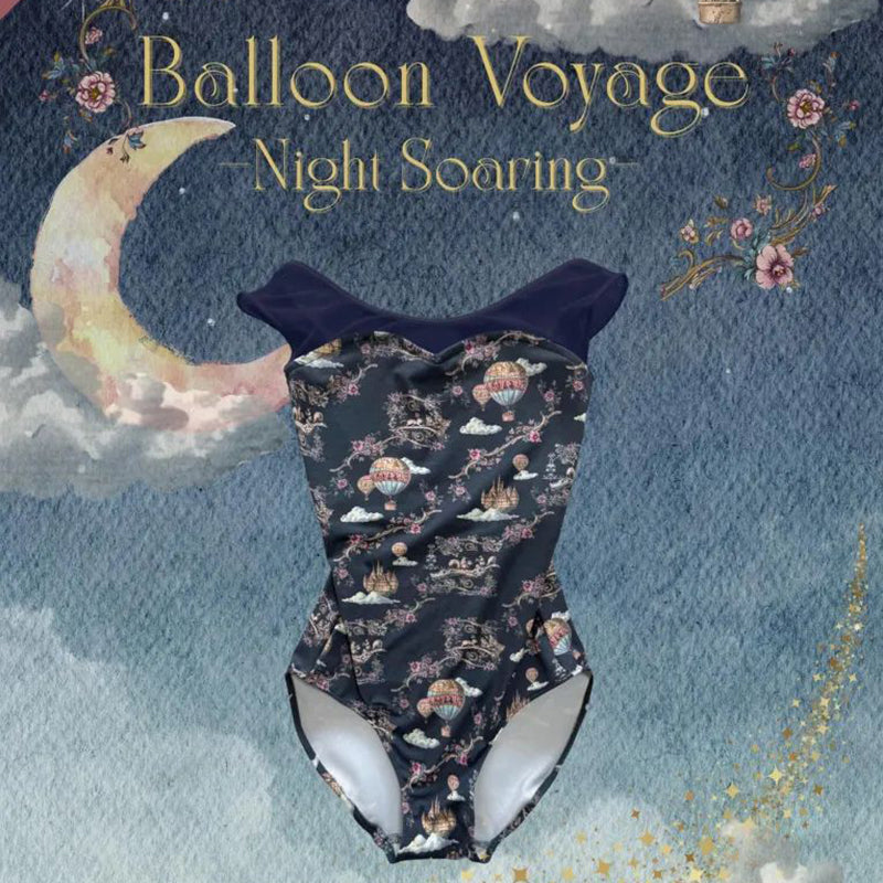 Girls Navy"Balloon Voyage"Ballet Onesies(186736968/Plie/Navy/Night Soaring)