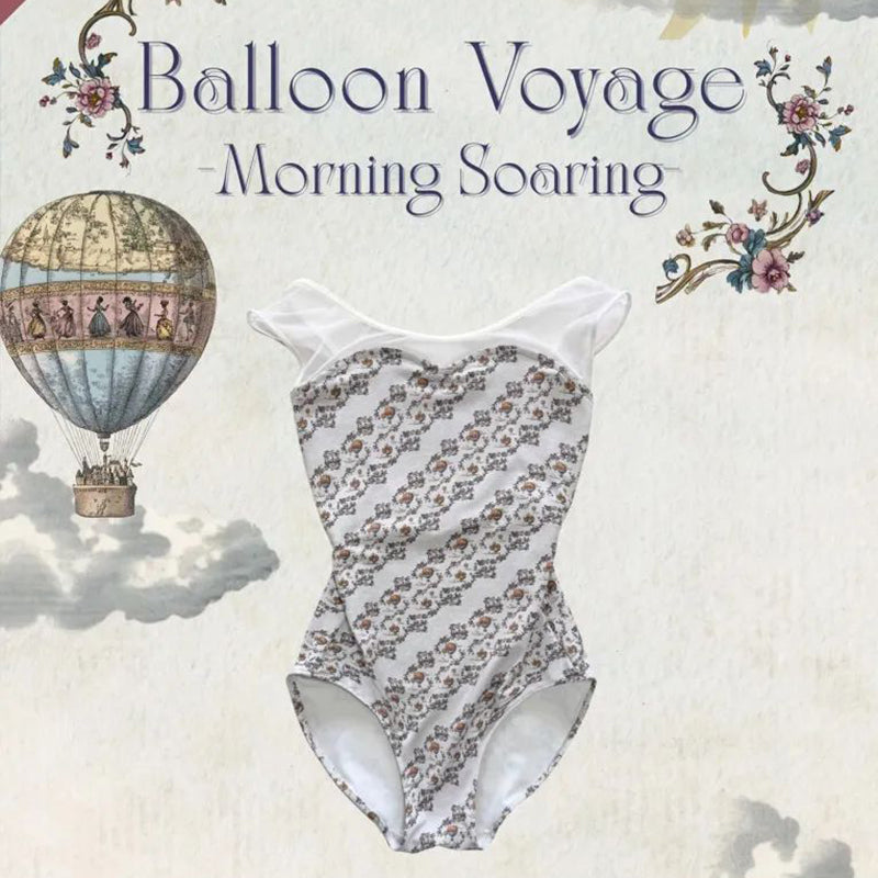 Girls White"Balloon Voyage Morning Soaring"Ballet Onesies(186737081/Plie/White)
