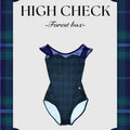 Girls Blue "High Check-Forest box" Ballet Onesies(188626787HL/Plie/Navy)
