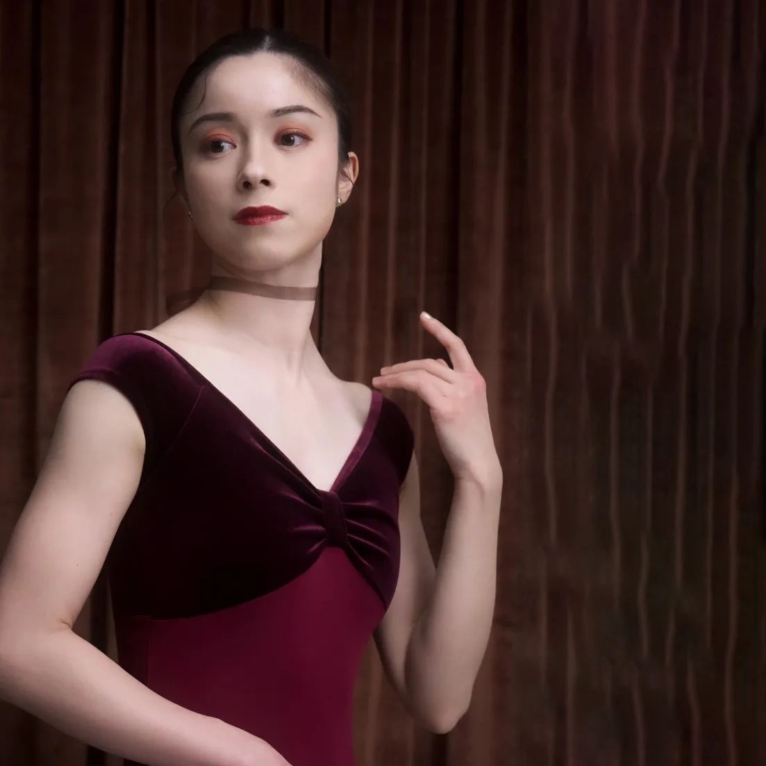 Women Wine Red Velvet Ballet Onesies(189643278/Promenade/Garnier Rouge)
