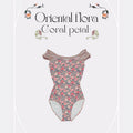 Girls Coral Pink "Oriental flora" Ballet Onesies(190030808HL/Plie/Moss pink/Coral petal)