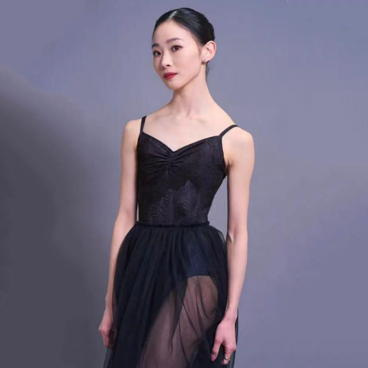 Women Black "Swan-Odile" Ballet Onesies(190207086/Frappe/Black)
