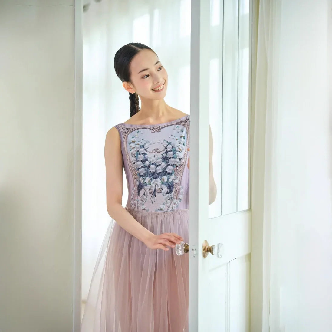 Women Moss Pink "Secret garden-Muguet-Rose Blanc" Ballet Onesies(191892194/Degage/Moss pink)