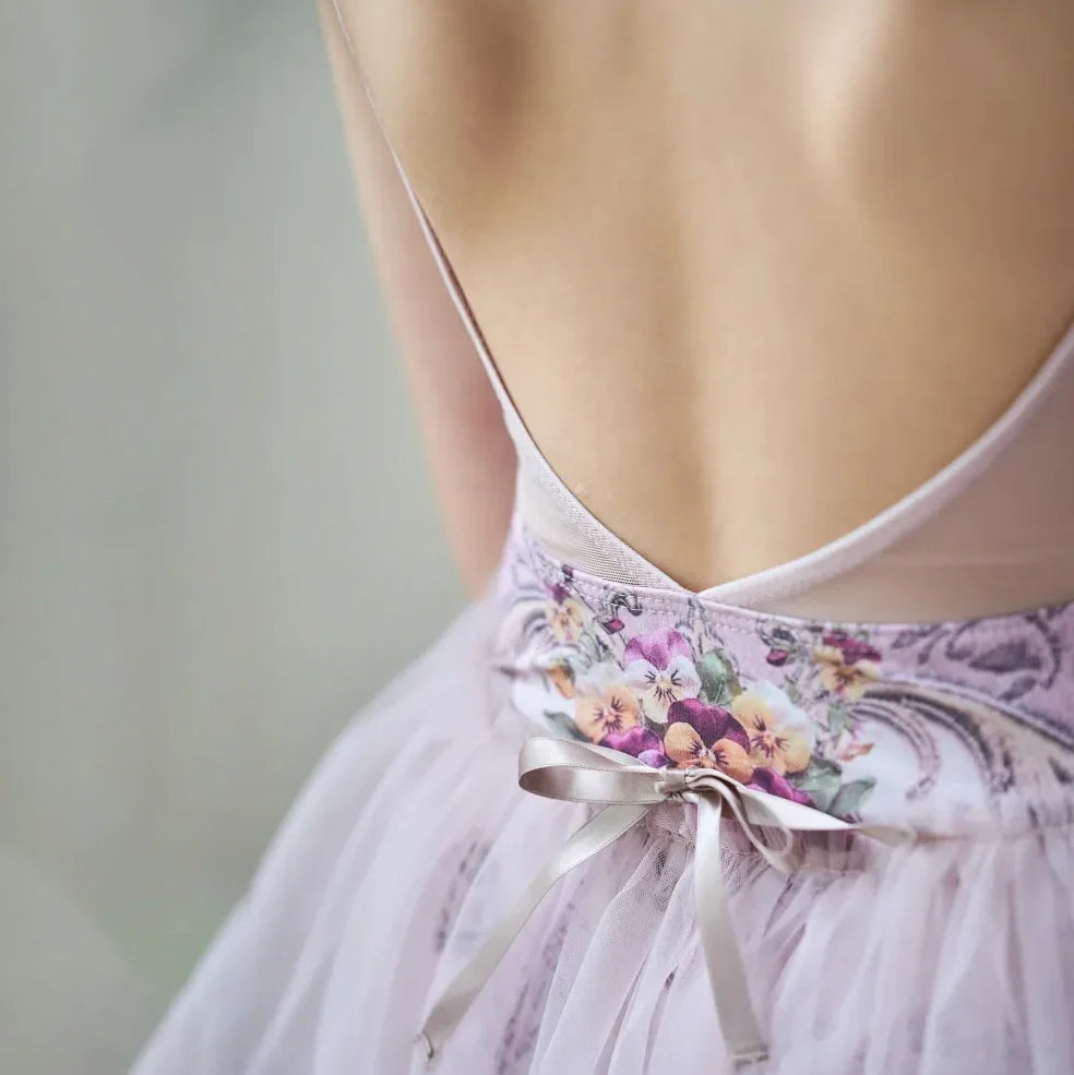 Girls Moss Pink "Secret garden-Pensee-Rose Violet" Ballet Onesies(191892257/Degage/Moss pink)