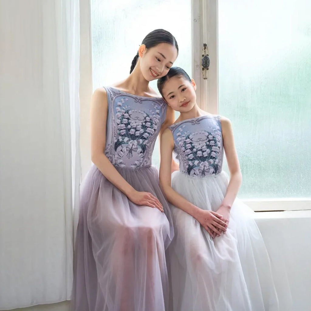 Girls White "Secret garden-Muguet-Bleu Blanc" Ballet Onesies(191892812/Degage/White)