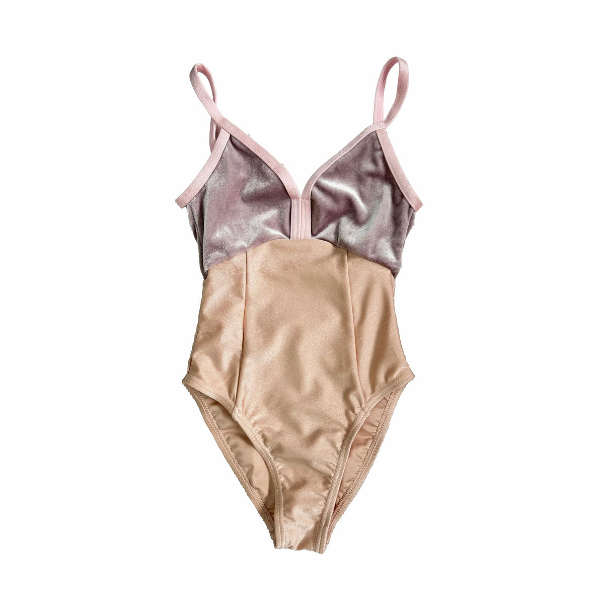 Tulip-mixmatch Velvet Leotard with Pink Stripes/Rose