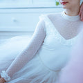 Women White Long Sleeves Ballet Onesies(2033/White)