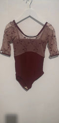 Girls Bordeaux Embroidered Ballet Onesies