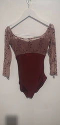 Girls Dark Red Embroidered Onesies