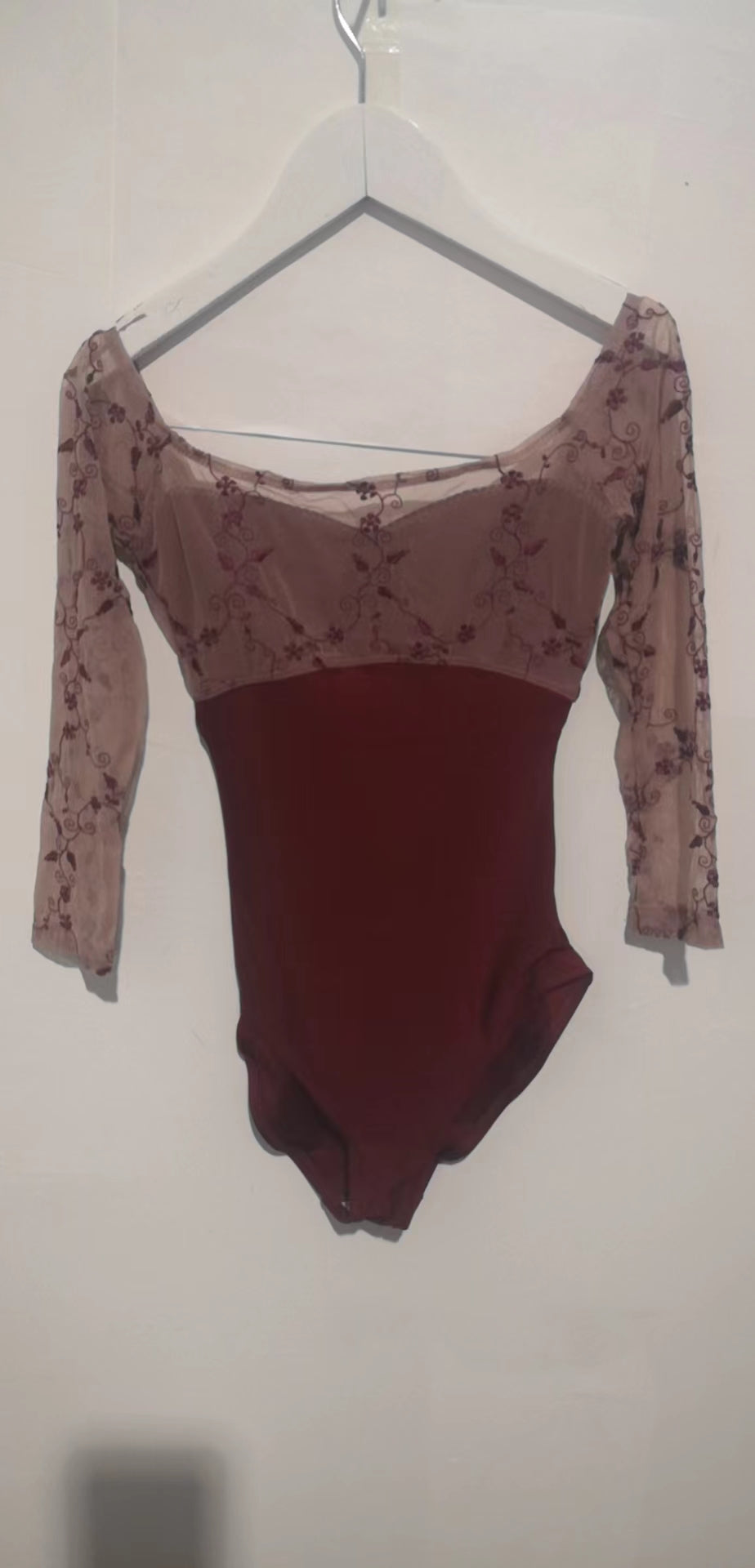 Girls Dark Red Embroidered Onesies