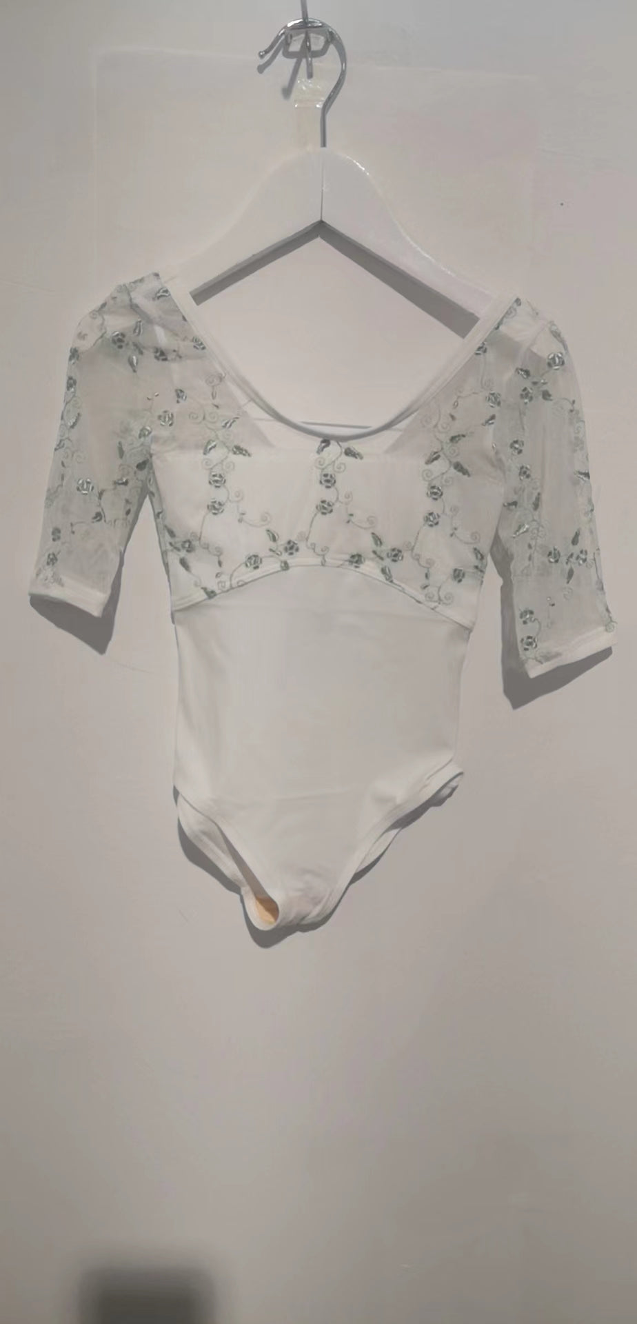 Girls White Embroidered Ballet Onesies