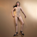 Women Nude Printed "BLOOMY" Ballet Onesies(211LE31VL/indigo/nude)