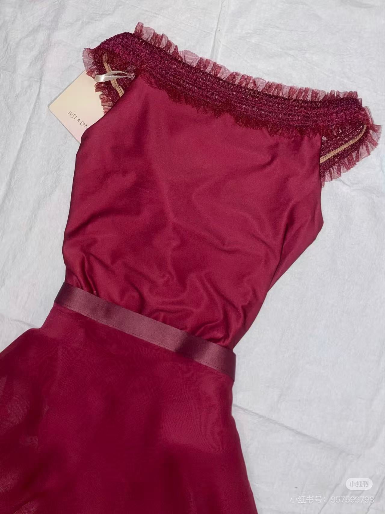 Girls Wine Red "JUNIOR ELEANOR" Ballet Onesies(J182LE33VL/burgundy)