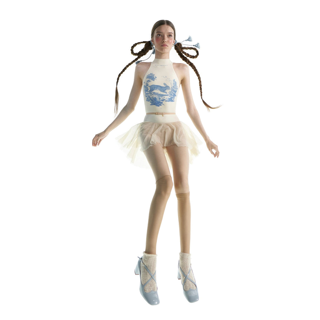 Girls White "JUNIOR ILLUSION" Ballet Skirt(J232SK04JA/edelw)