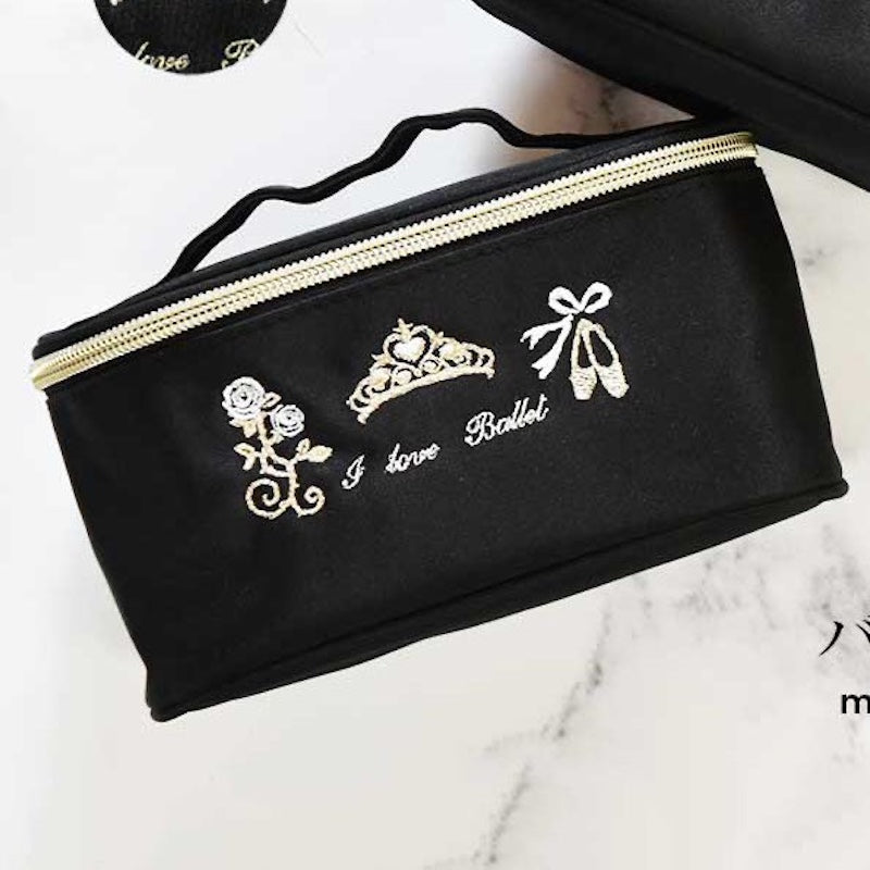 Girls Black"g60/B(Aurora Dulcinea)"Vanity Pouch(W 17 x H 9 x D 6.5 cm)