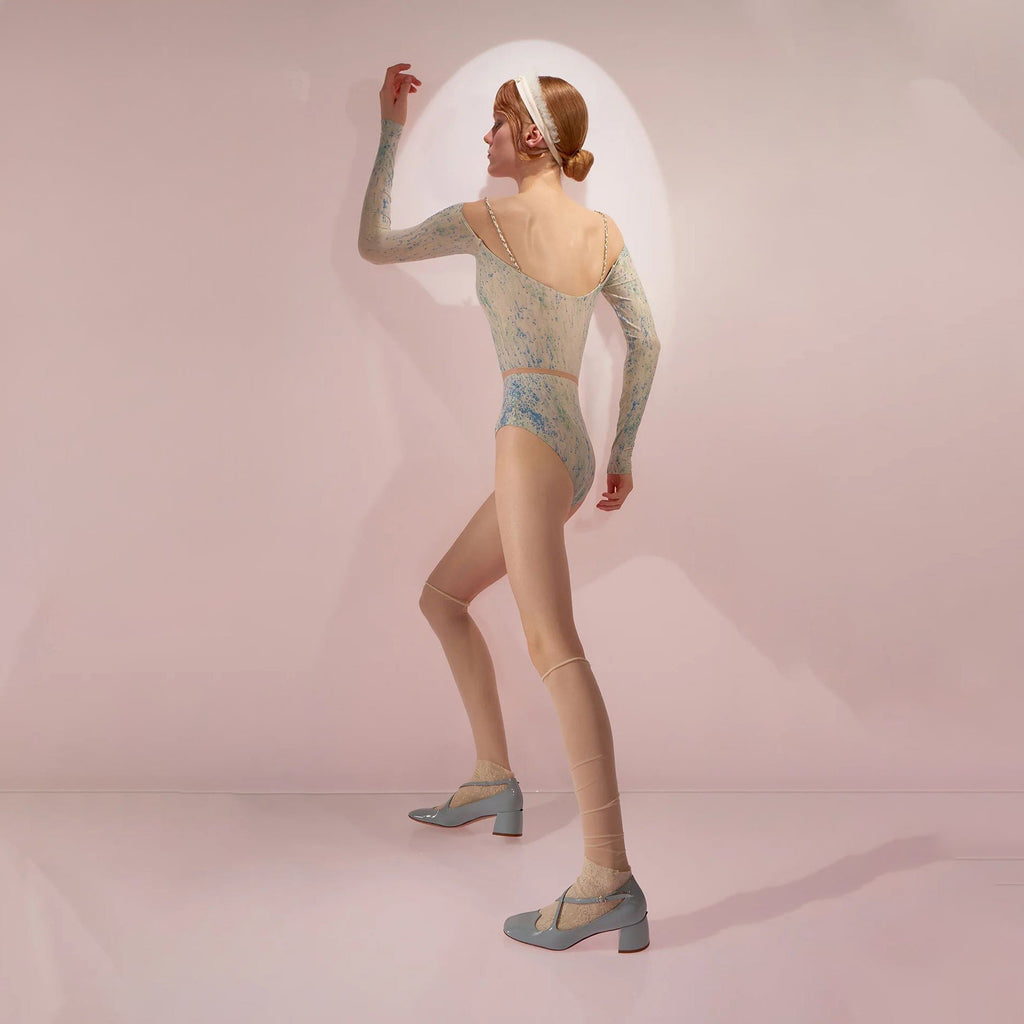 Girls Blue&Green'JUNIOR SPRINKLE MERINGUE'Long Sleeves Ballet Onesies(J242LE21VL/blue/mint)