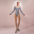 Women Blue'HOURGLASS'Long Sleeves Ballet Onesies(242LE53VC/baby blue)