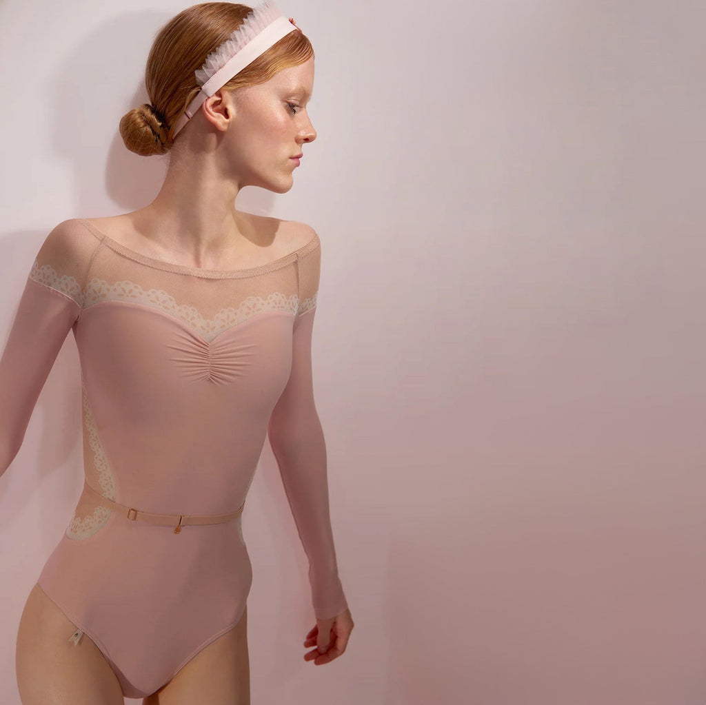 Women Pink'HOURGLASS'Long Sleeves Ballet Onesies(242LE53VC/baby blush)