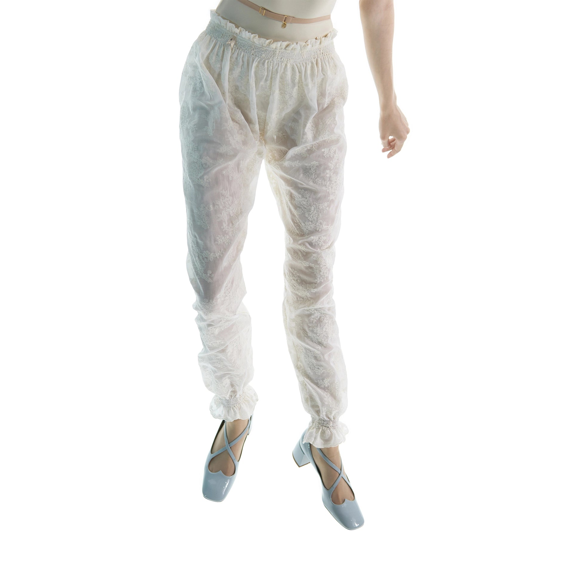 Women White "BOHO" Embroidered Ballet Trousers