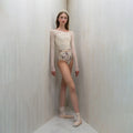 Women White "ÉTOILE HOSIERY" Ballet Wrap Crop Top(251CT70NX/edelweiss)