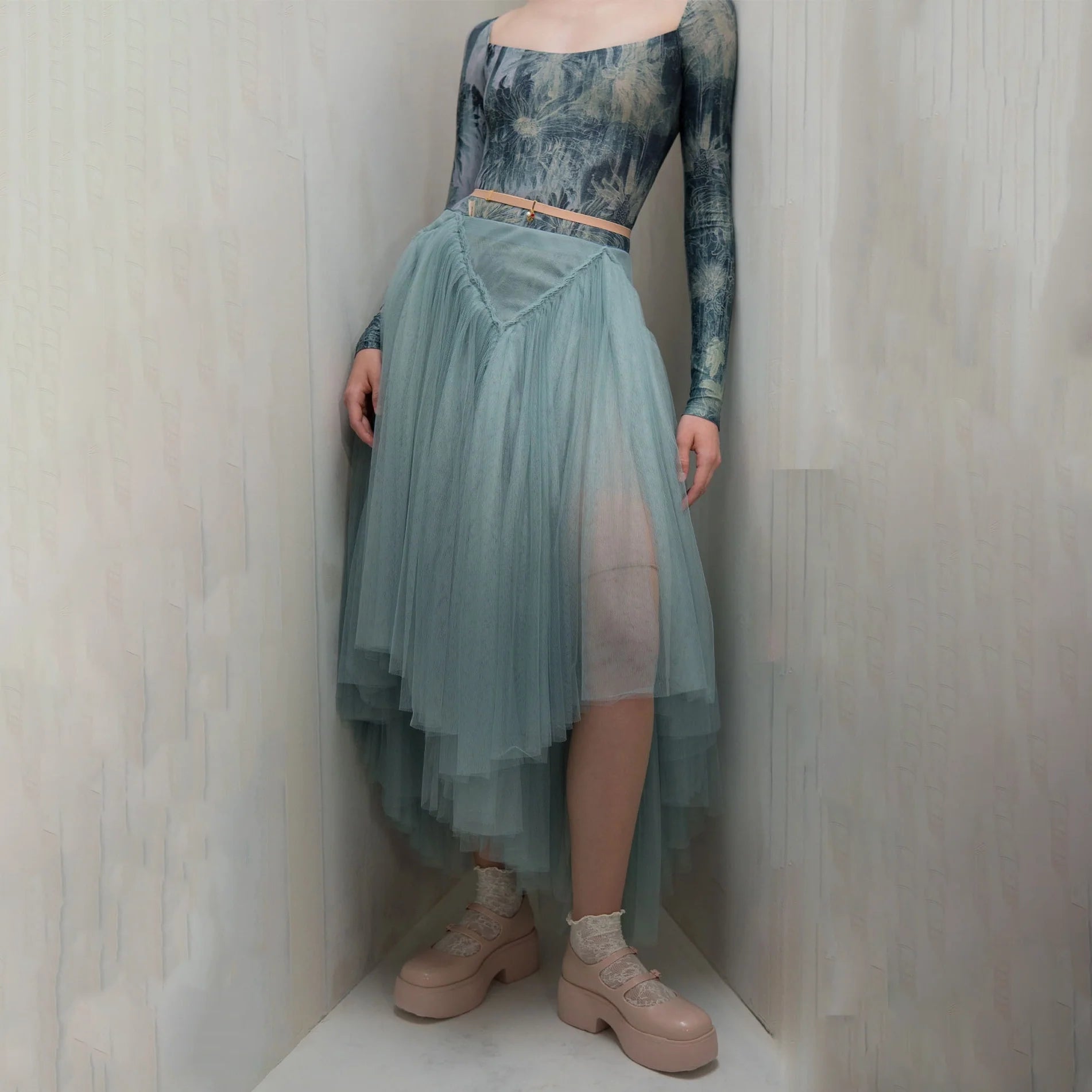 Women Misty Blue "TULLE CLOUD" Ballet Skirt(253SK62FT/misty blue)