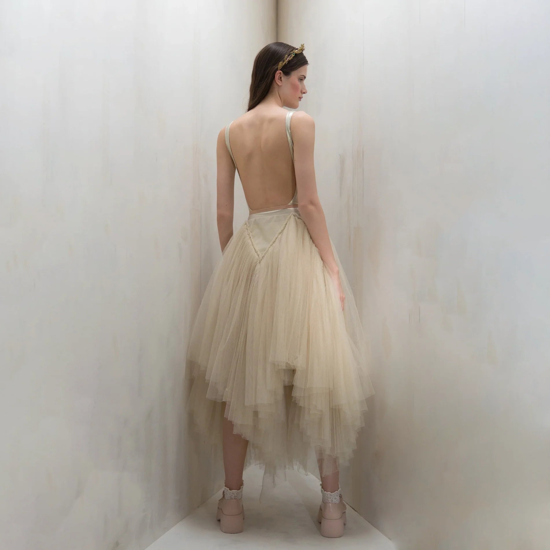 Women Vanilla "TULLE CLOUD" Ballet Skirt(253SK62FT/vanilla)