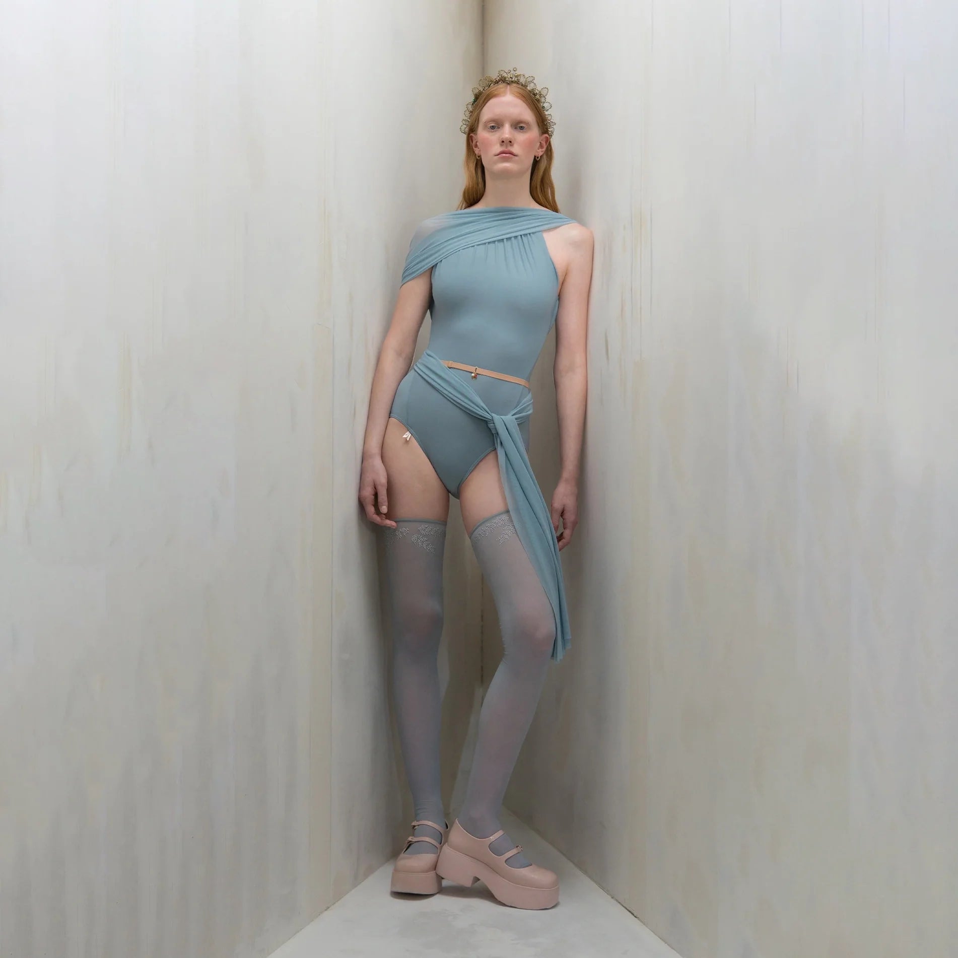Women Misty Blue "VEIL LAISSÉ" Ballet Onesies(261LE50TM/misty blue)