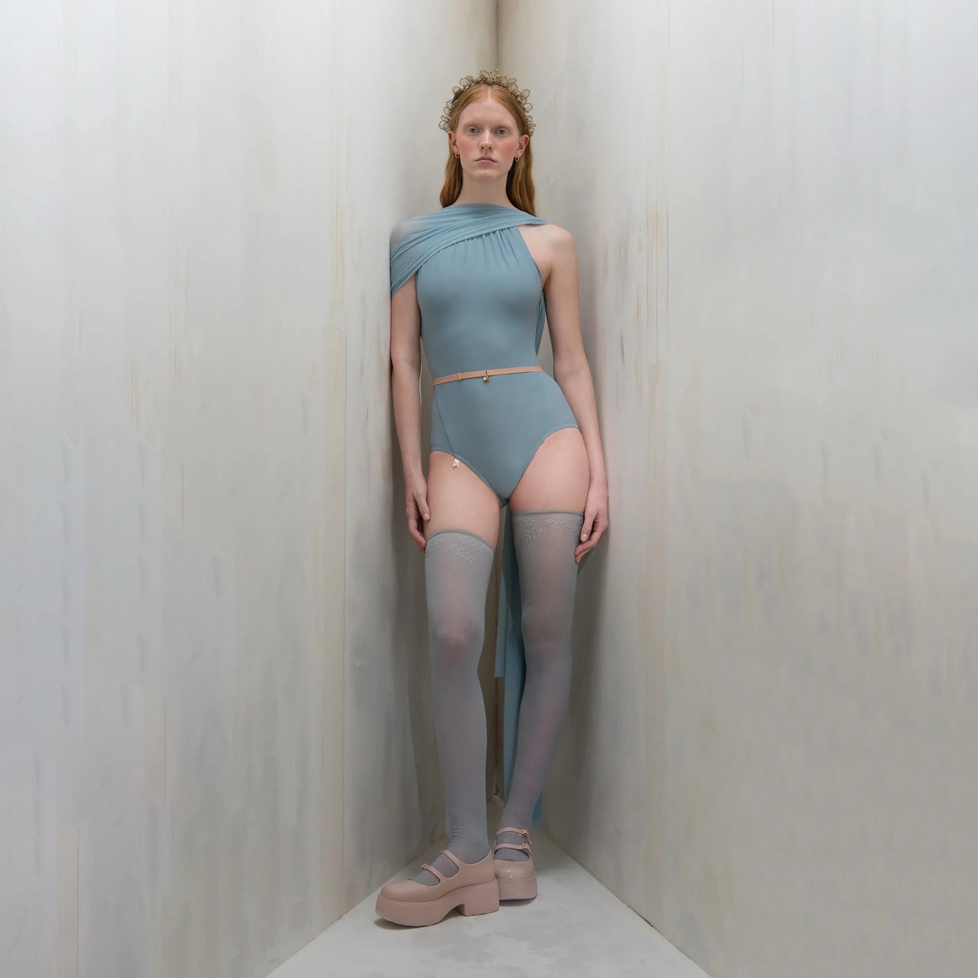 Women Misty Blue "VEIL LAISSÉ" Ballet Onesies(261LE50TM/misty blue)
