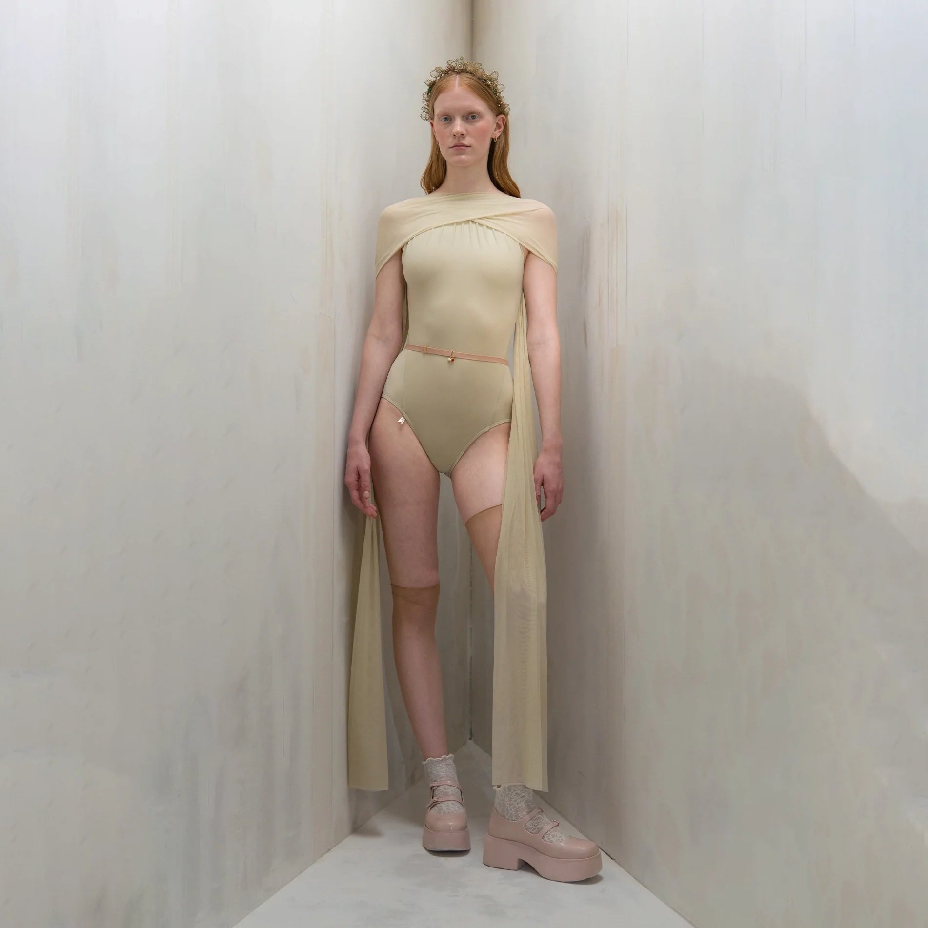 Women Vanilla "VEIL LAISSÉ" Ballet Onesies(261LE50TM/vanilla)