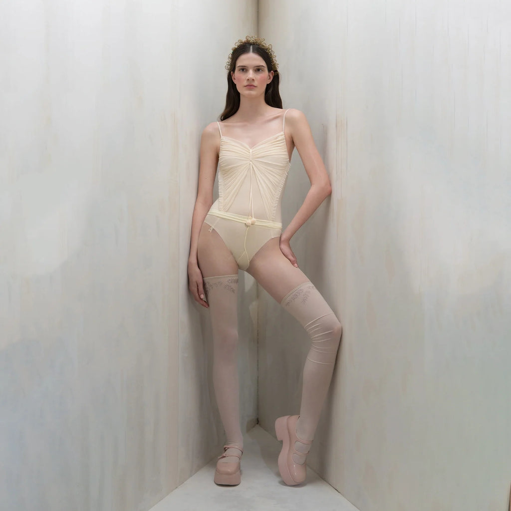 Women White "RUCHED BUTTERFLY" Ballet Onesies(261LE76VD/edelweiss)