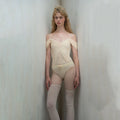 Women White "RUCHED BUTTERFLY" Off-shoulder Ballet Onesies(261LE77VD/edelweiss)