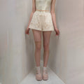 Women White "BOTANIC RICHELIEU" Embroidered Shorts(261SH40KP/edelweiss)