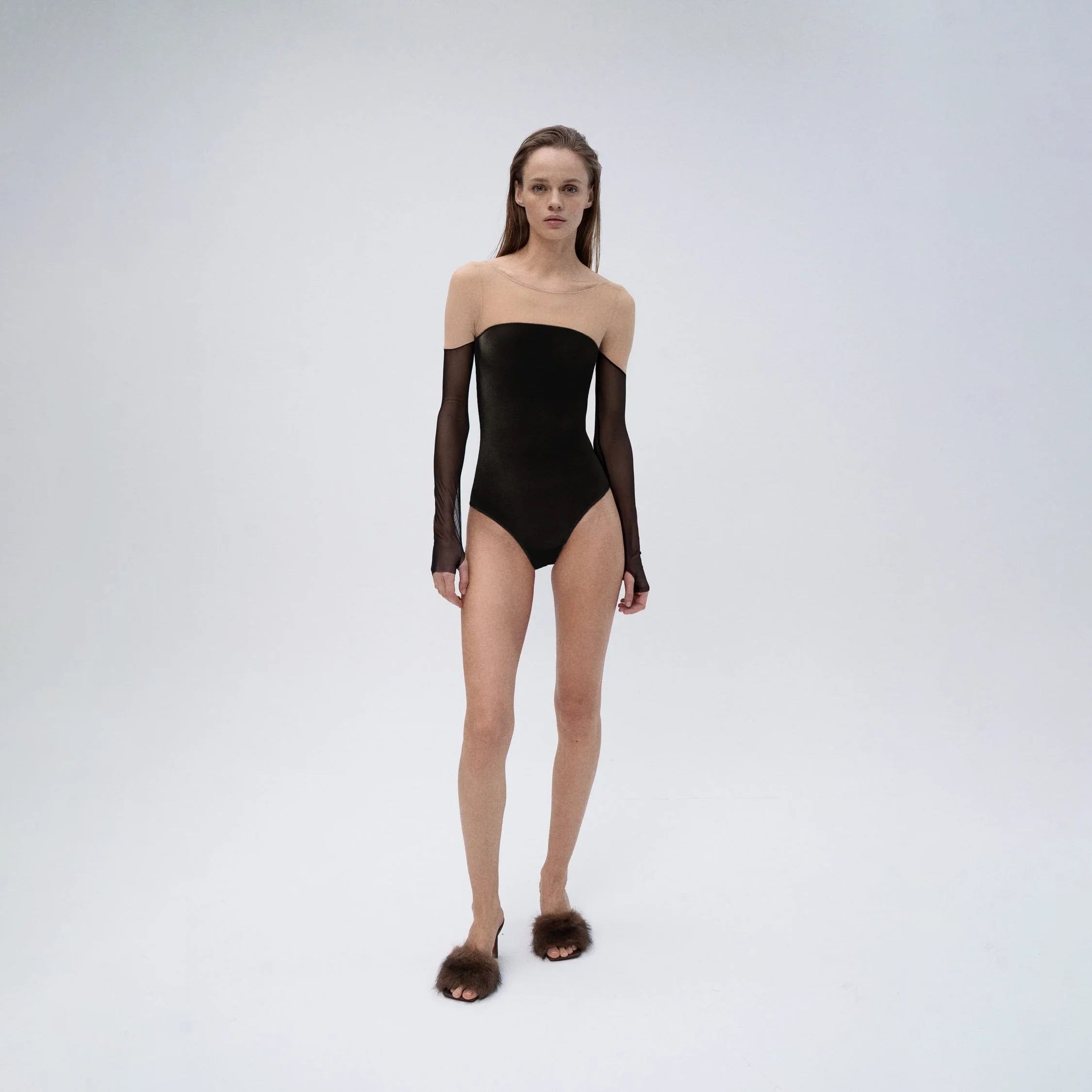 Women Black Long Sleeve Ballet Onesies(RNV4/Noctivaga Black)