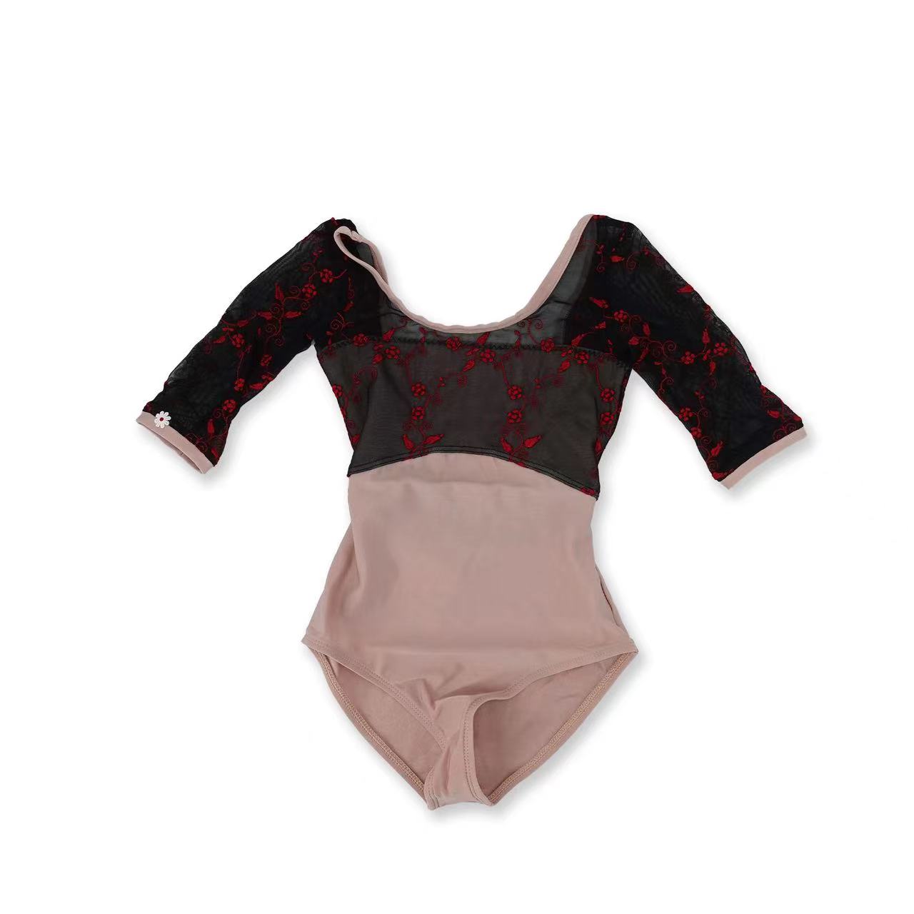 Girls Pink Embroidered Ballet Onesies