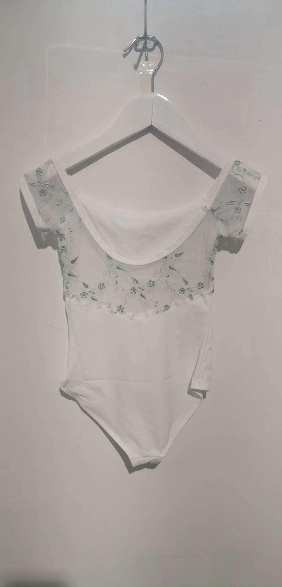 Girls White Embroidered Ballet Onesies